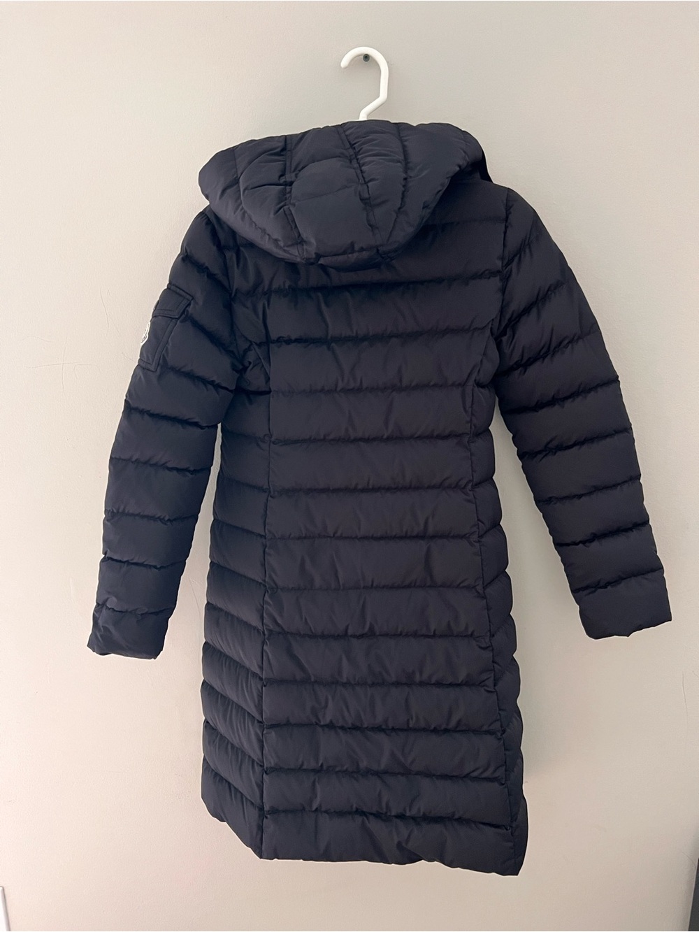 Moncler Flammette Long Puffer Jacket Women’s Size 0 Black Authentic Coat - Picture 12 of 14